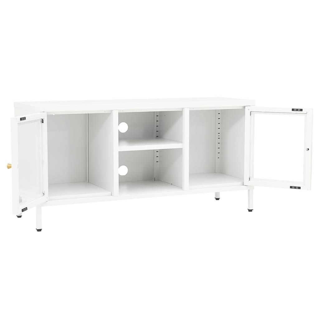 TV Cabinet White 41.3"x13.8"x20.5" Steel and Glass at Set Shop and Smile