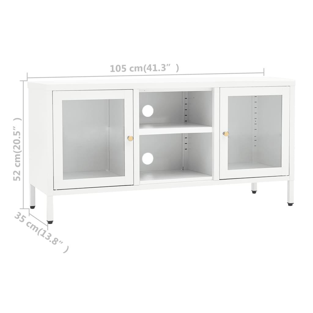 TV Cabinet White 41.3"x13.8"x20.5" Steel and Glass at Set Shop and Smile