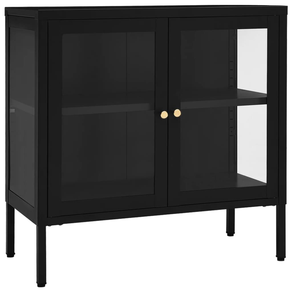 Sideboard Black 27.6"x13.8"x27.6" Steel and Glass at Set Shop and Smile