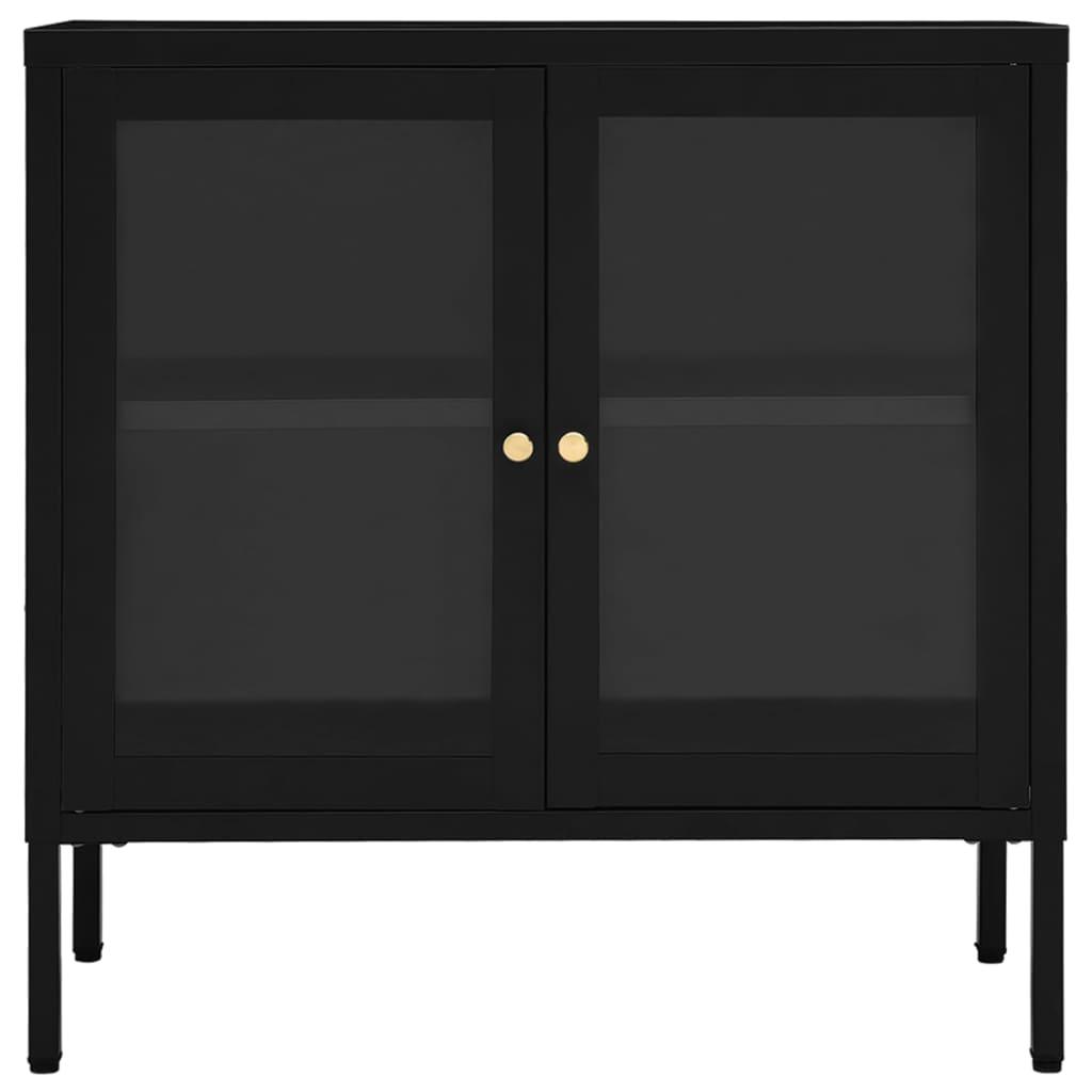 Sideboard Black 27.6"x13.8"x27.6" Steel and Glass at Set Shop and Smile