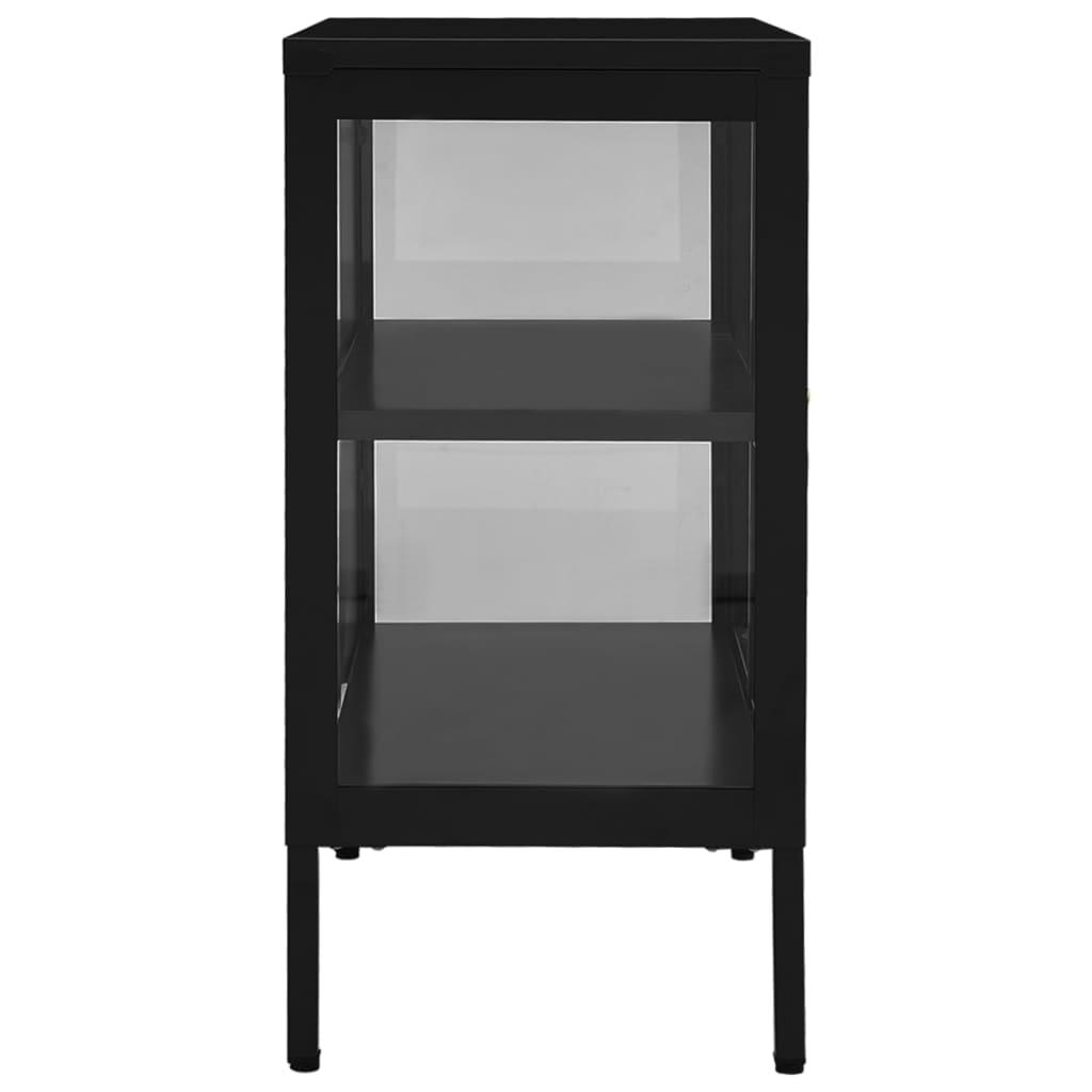 Sideboard Black 27.6"x13.8"x27.6" Steel and Glass at Set Shop and Smile
