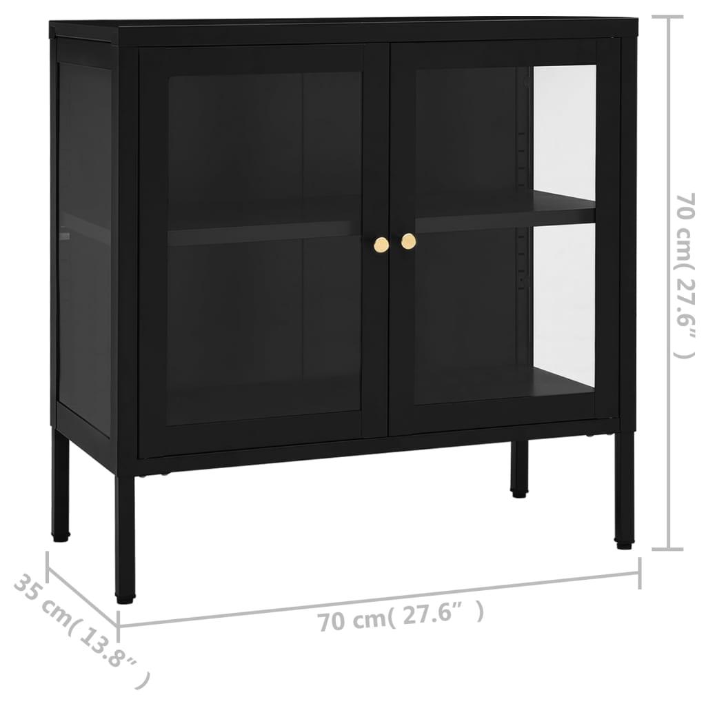 Sideboard Black 27.6"x13.8"x27.6" Steel and Glass at Set Shop and Smile