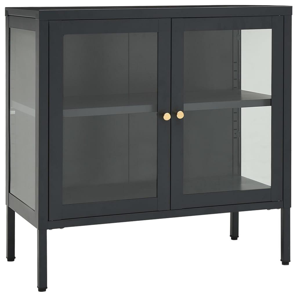 Sideboard Anthracite 27.6"x13.8"x27.6" Steel and Glass at Set Shop and Smile
