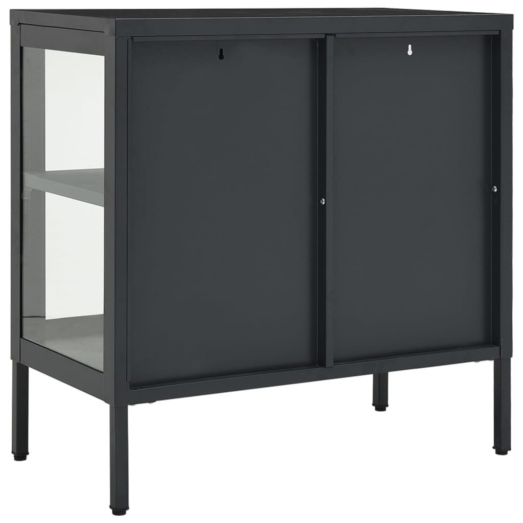 Sideboard Anthracite 27.6"x13.8"x27.6" Steel and Glass at Set Shop and Smile