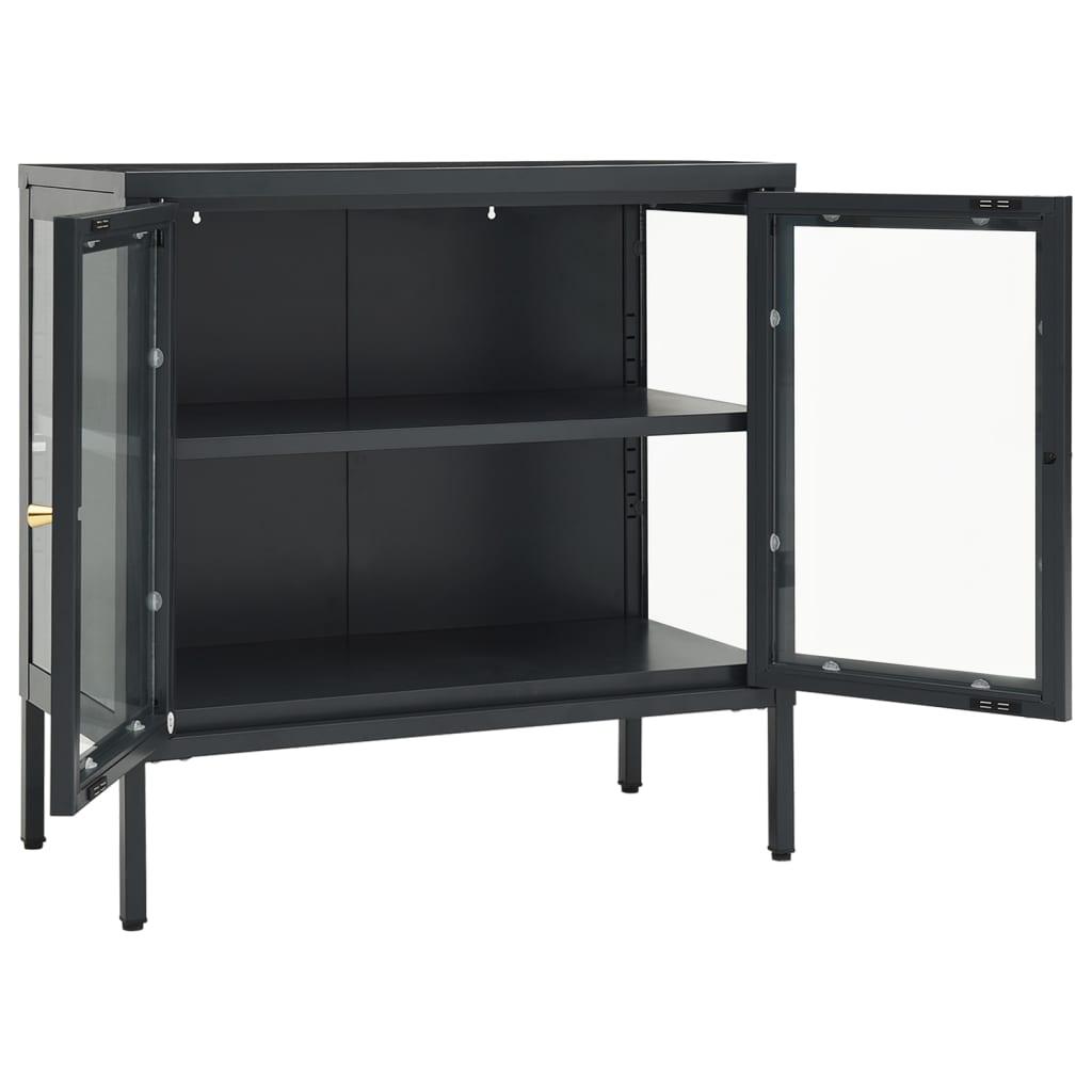 Sideboard Anthracite 27.6"x13.8"x27.6" Steel and Glass at Set Shop and Smile