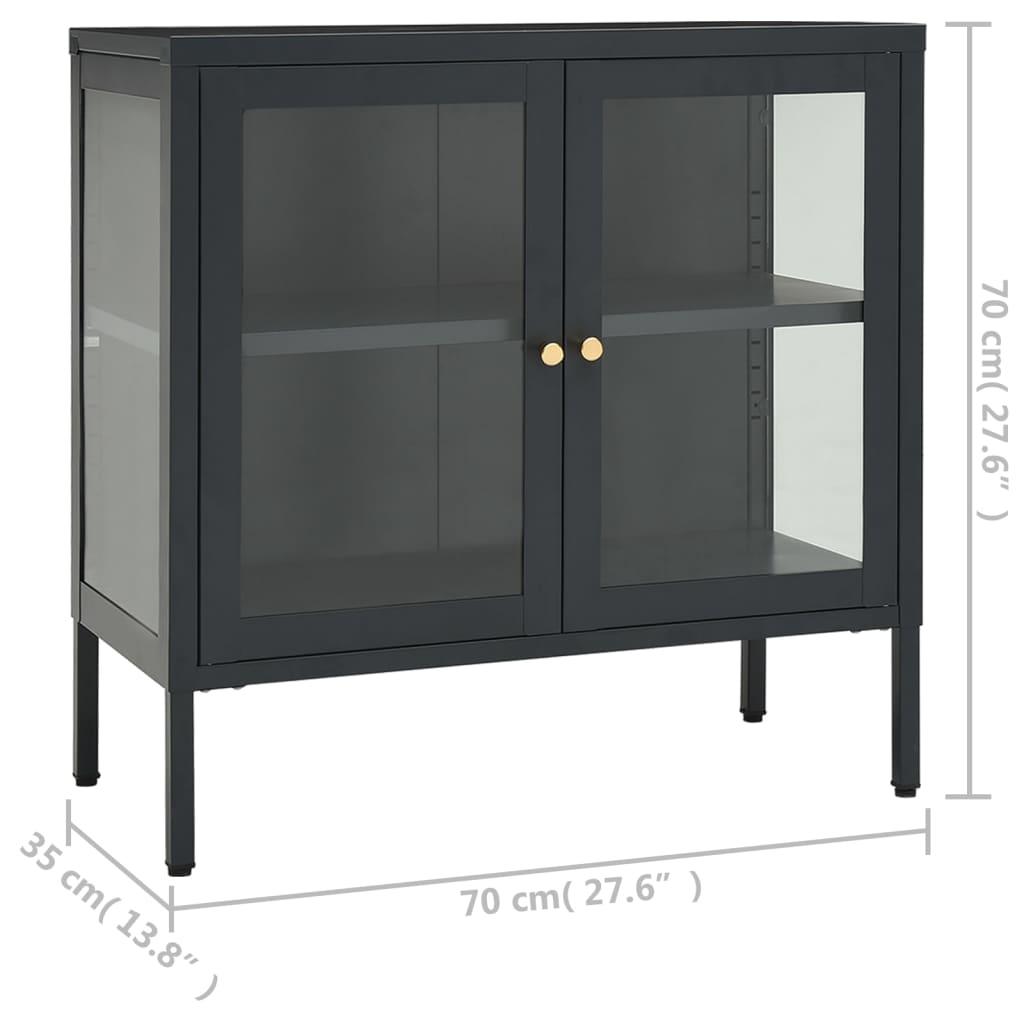 Sideboard Anthracite 27.6"x13.8"x27.6" Steel and Glass at Set Shop and Smile