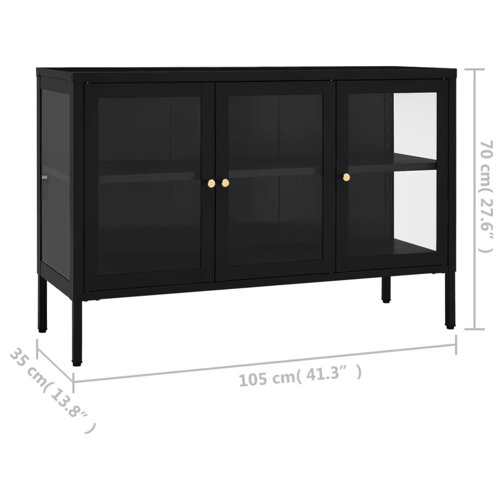 Sideboard Black 41.3"x13.8"x27.6" Steel and Glass at Set Shop and Smile