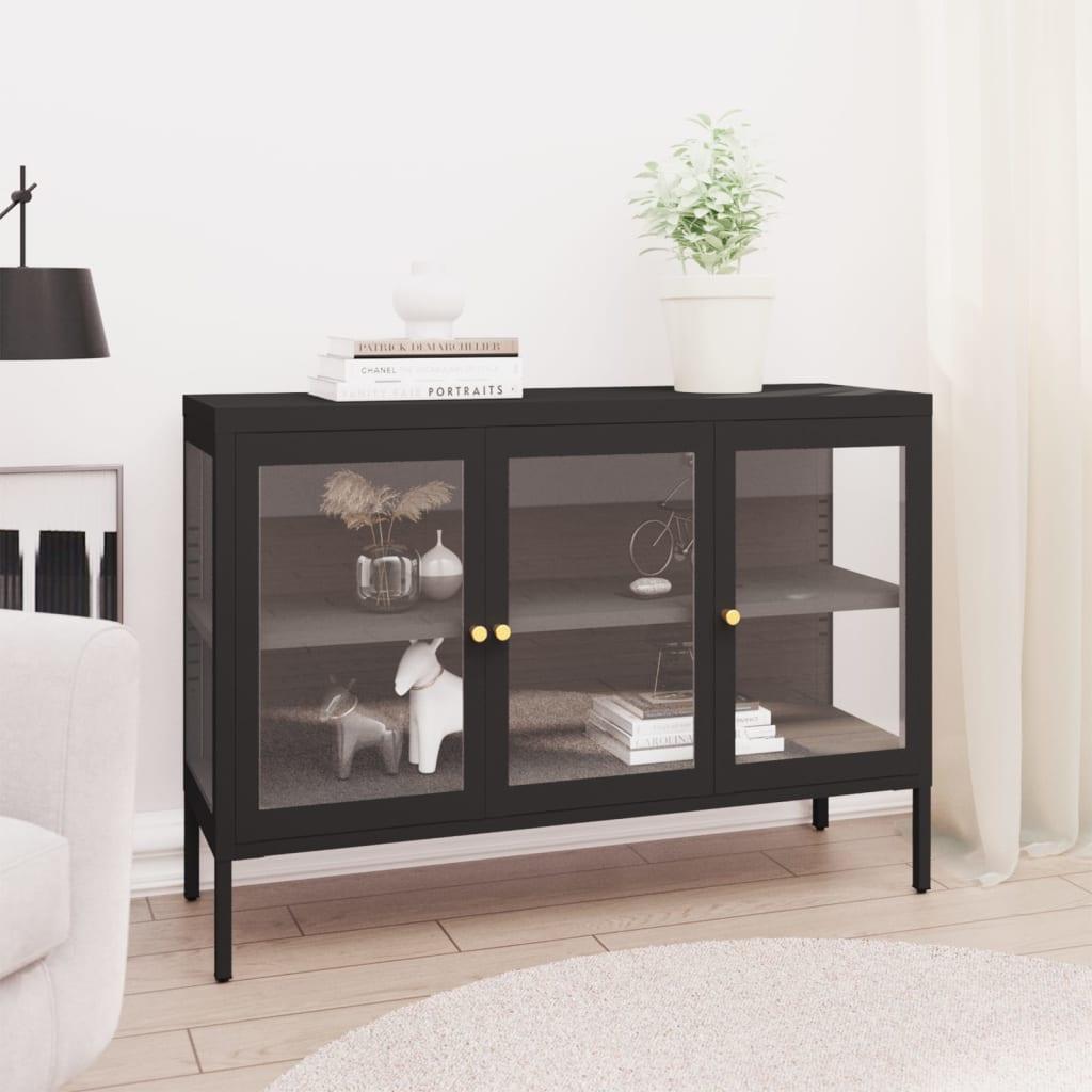 Sideboard Black 41.3"x13.8"x27.6" Steel and Glass at Set Shop and Smile