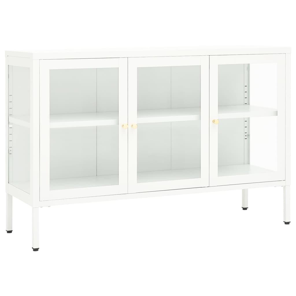 Sideboard White 41.3"x13.8"x27.6" Steel and Glass at Set Shop and Smile