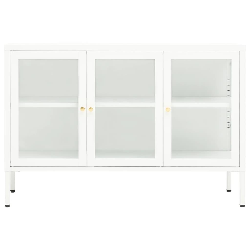 Sideboard White 41.3"x13.8"x27.6" Steel and Glass at Set Shop and Smile