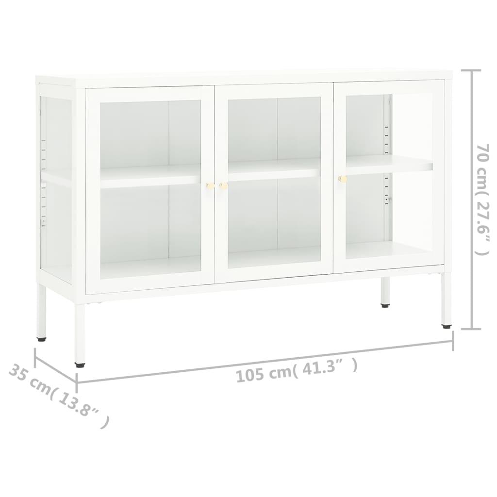 Sideboard White 41.3"x13.8"x27.6" Steel and Glass at Set Shop and Smile