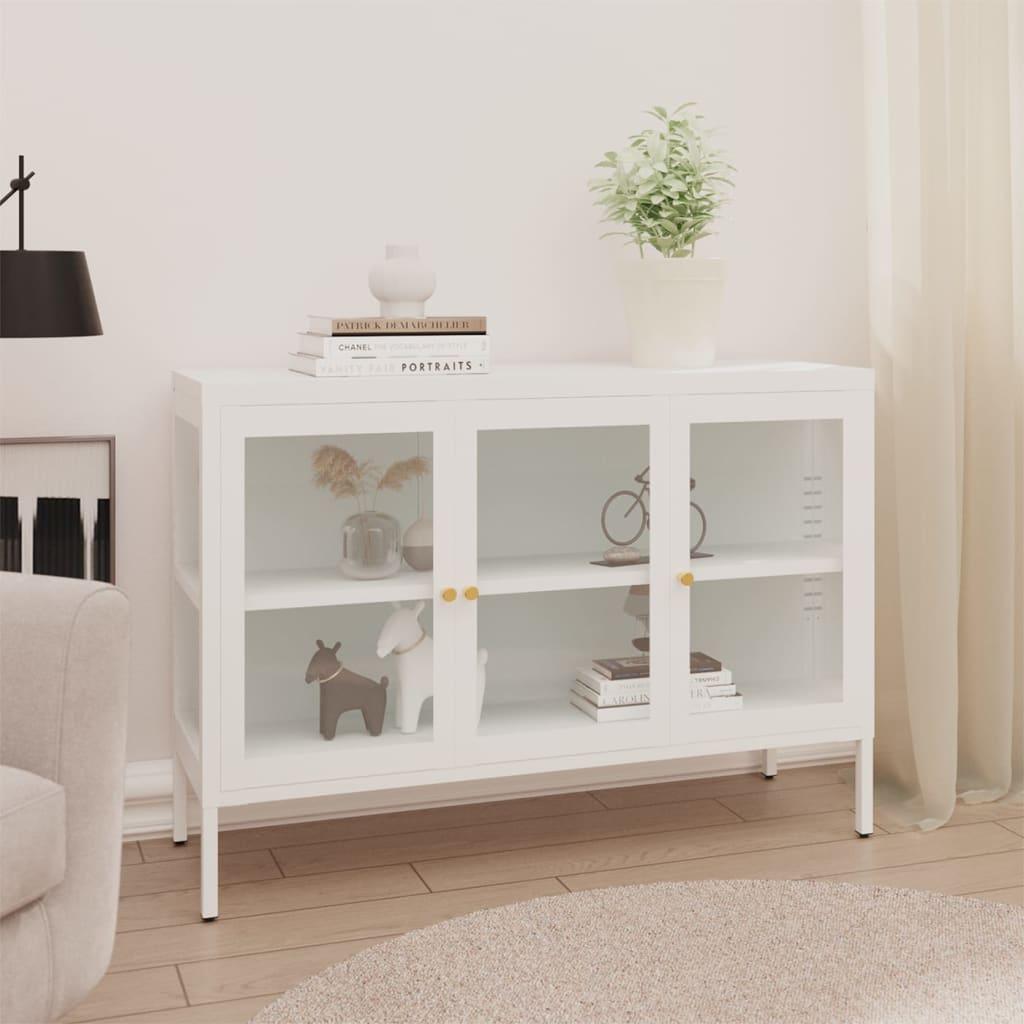 Sideboard White 41.3"x13.8"x27.6" Steel and Glass at Set Shop and Smile