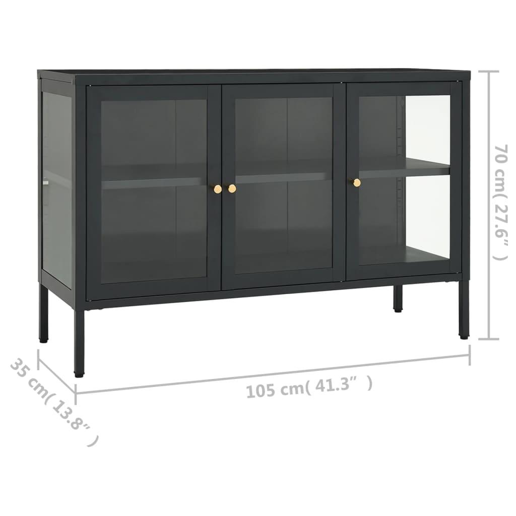 Sideboard Anthracite 41.3"x13.8"x27.6" Steel and Glass at Set Shop and Smile