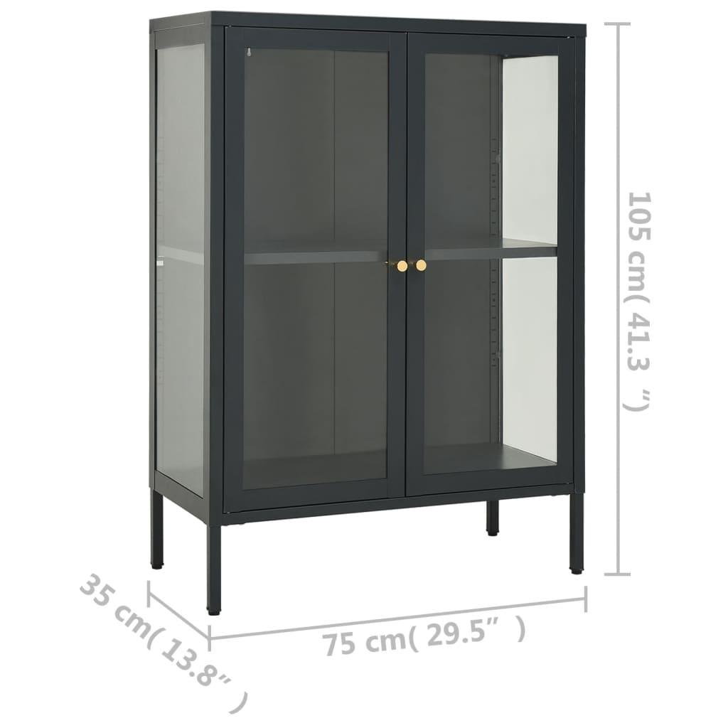 Sideboard Anthracite 29.5"x13.8"x41.3" Steel and Glass at Set Shop and Smile