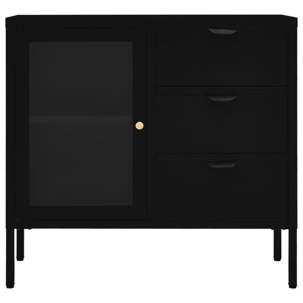 Sideboard Black 29.5"x13.8"x27.6" Steel and Tempered Glass at Set Shop and Smile