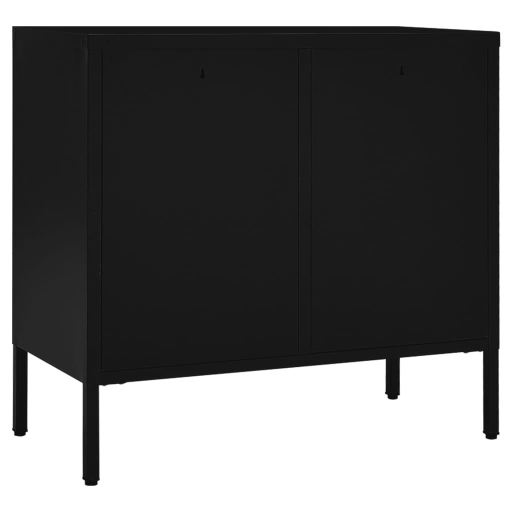 Sideboard Black 29.5"x13.8"x27.6" Steel and Tempered Glass at Set Shop and Smile
