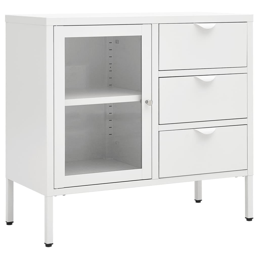 Sideboard White 29.5"x13.8"x27.6" Steel and Tempered Glass at Set Shop and Smile