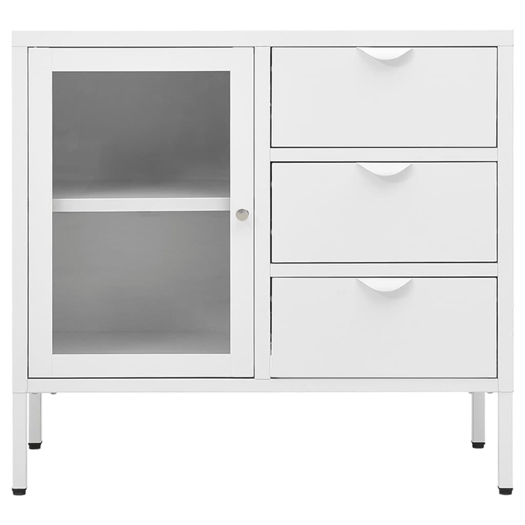Sideboard White 29.5"x13.8"x27.6" Steel and Tempered Glass at Set Shop and Smile