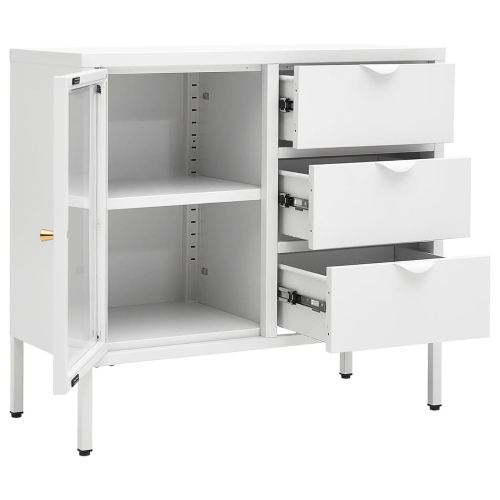 Sideboard White 29.5"x13.8"x27.6" Steel and Tempered Glass at Set Shop and Smile