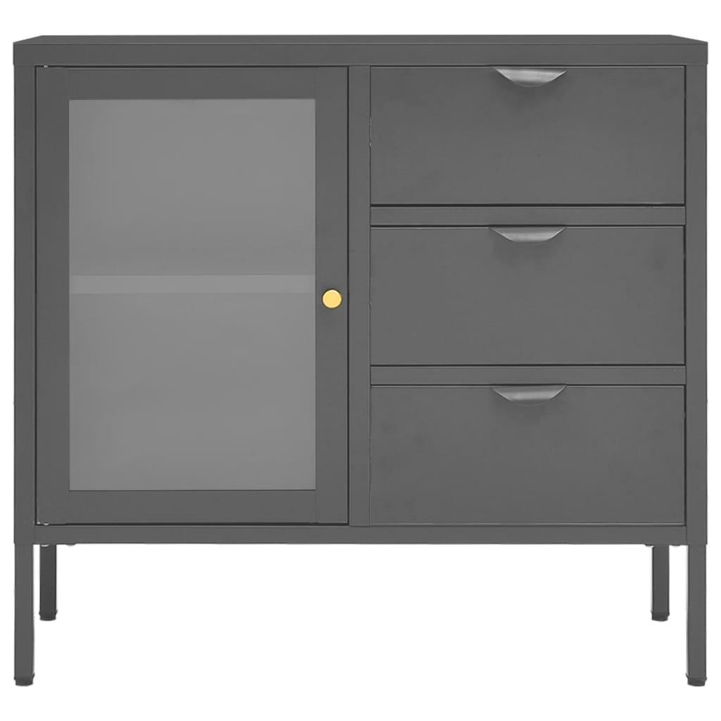 Sideboard Anthracite 29.5"x13.8"x27.6" Steel and Tempered Glass at Set Shop and Smile