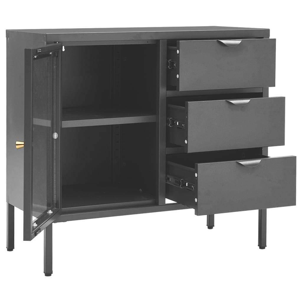 Sideboard Anthracite 29.5"x13.8"x27.6" Steel and Tempered Glass at Set Shop and Smile