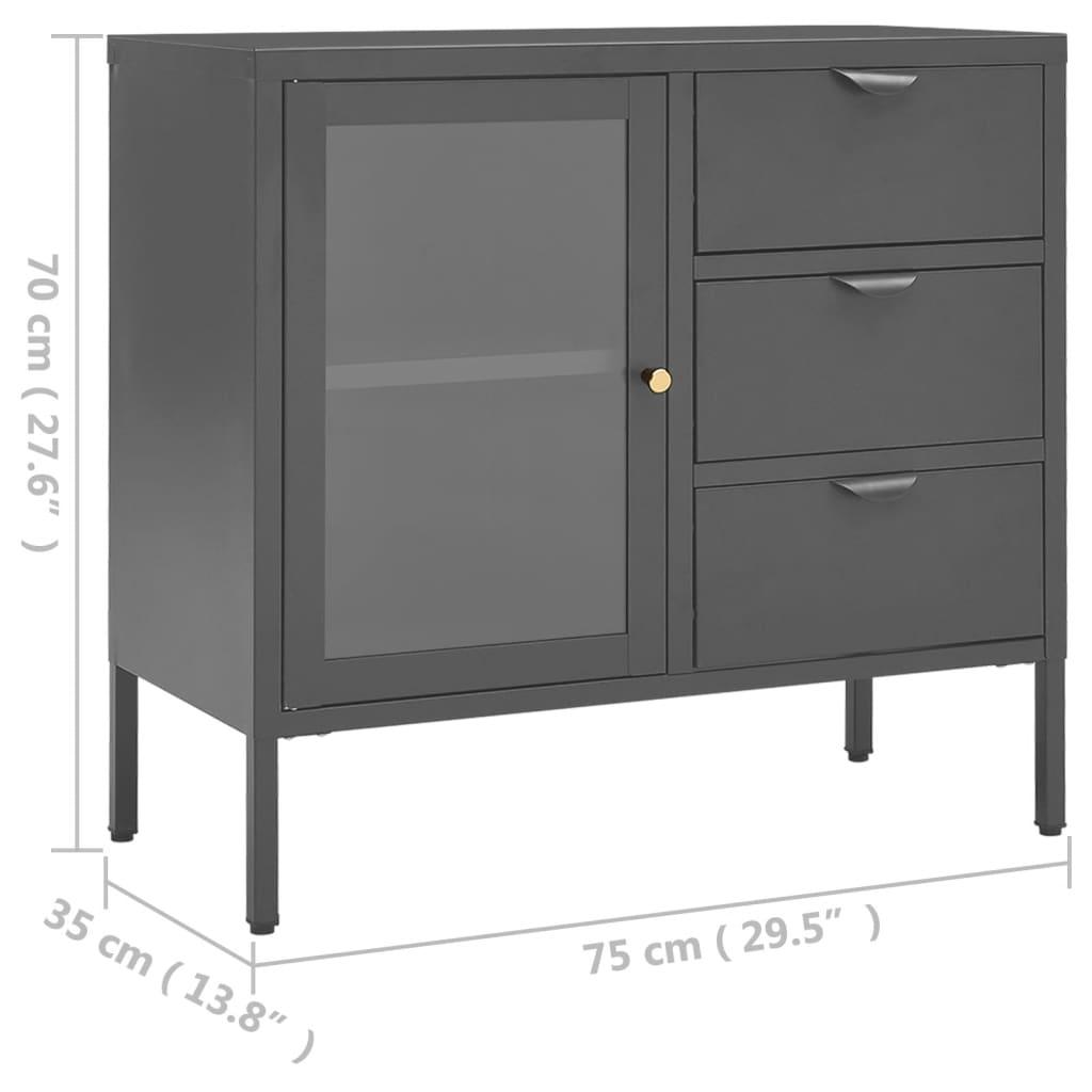 Sideboard Anthracite 29.5"x13.8"x27.6" Steel and Tempered Glass at Set Shop and Smile