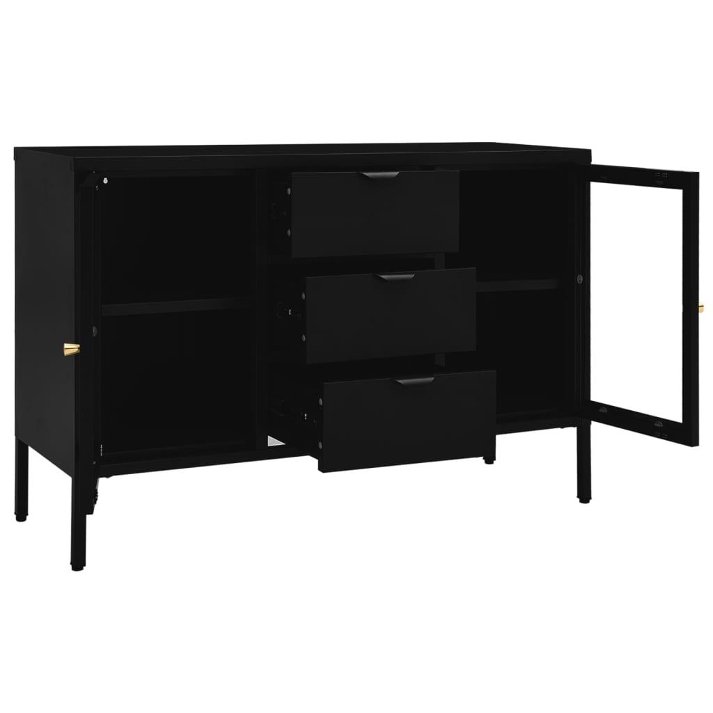 Sideboard Black 41.3"x13.8"x27.6" Steel and Tempered Glass at Set Shop and Smile