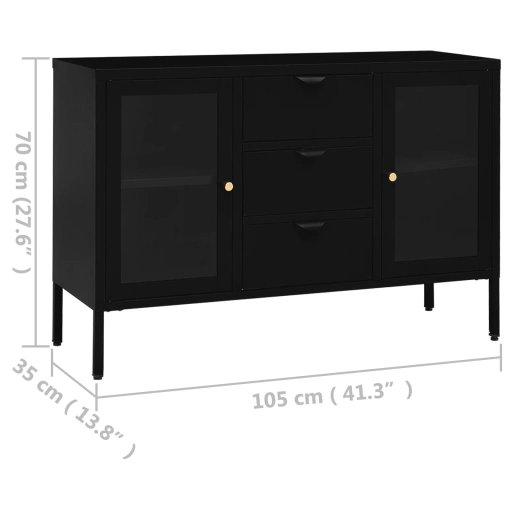 Sideboard Black 41.3"x13.8"x27.6" Steel and Tempered Glass at Set Shop and Smile