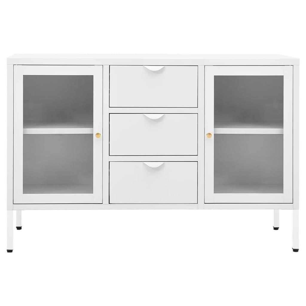 Sideboard White 41.3"x13.8"x27.6" Steel and Tempered Glass at Set Shop and Smile