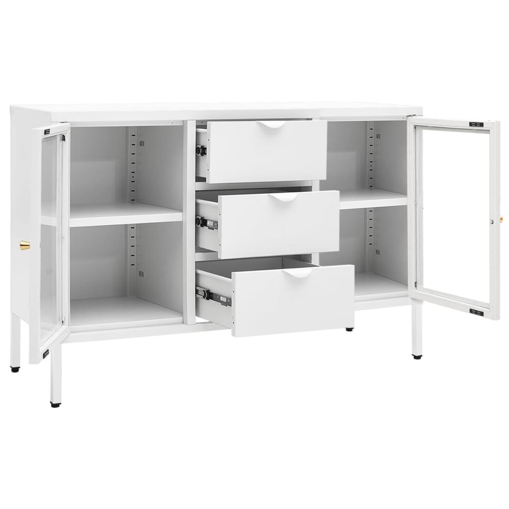 Sideboard White 41.3"x13.8"x27.6" Steel and Tempered Glass at Set Shop and Smile