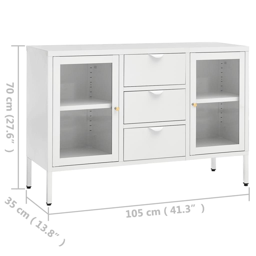 Sideboard White 41.3"x13.8"x27.6" Steel and Tempered Glass at Set Shop and Smile