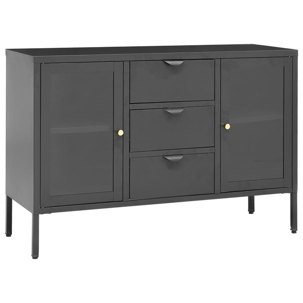 Sideboard Anthracite 41.3"x13.8"x27.6" Steel and Tempered Glass at Set Shop and Smile