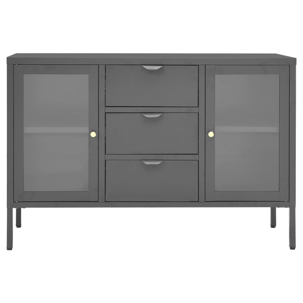 Sideboard Anthracite 41.3"x13.8"x27.6" Steel and Tempered Glass at Set Shop and Smile