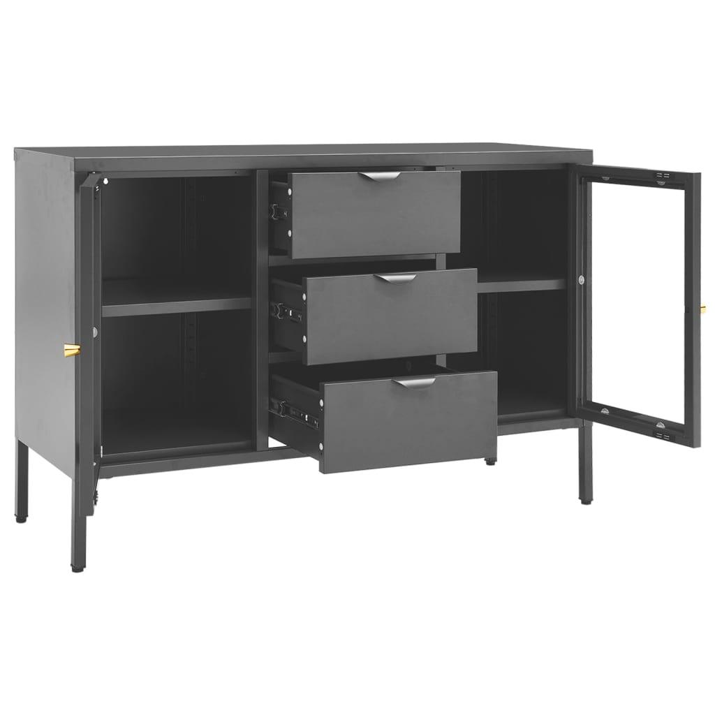 Sideboard Anthracite 41.3"x13.8"x27.6" Steel and Tempered Glass at Set Shop and Smile