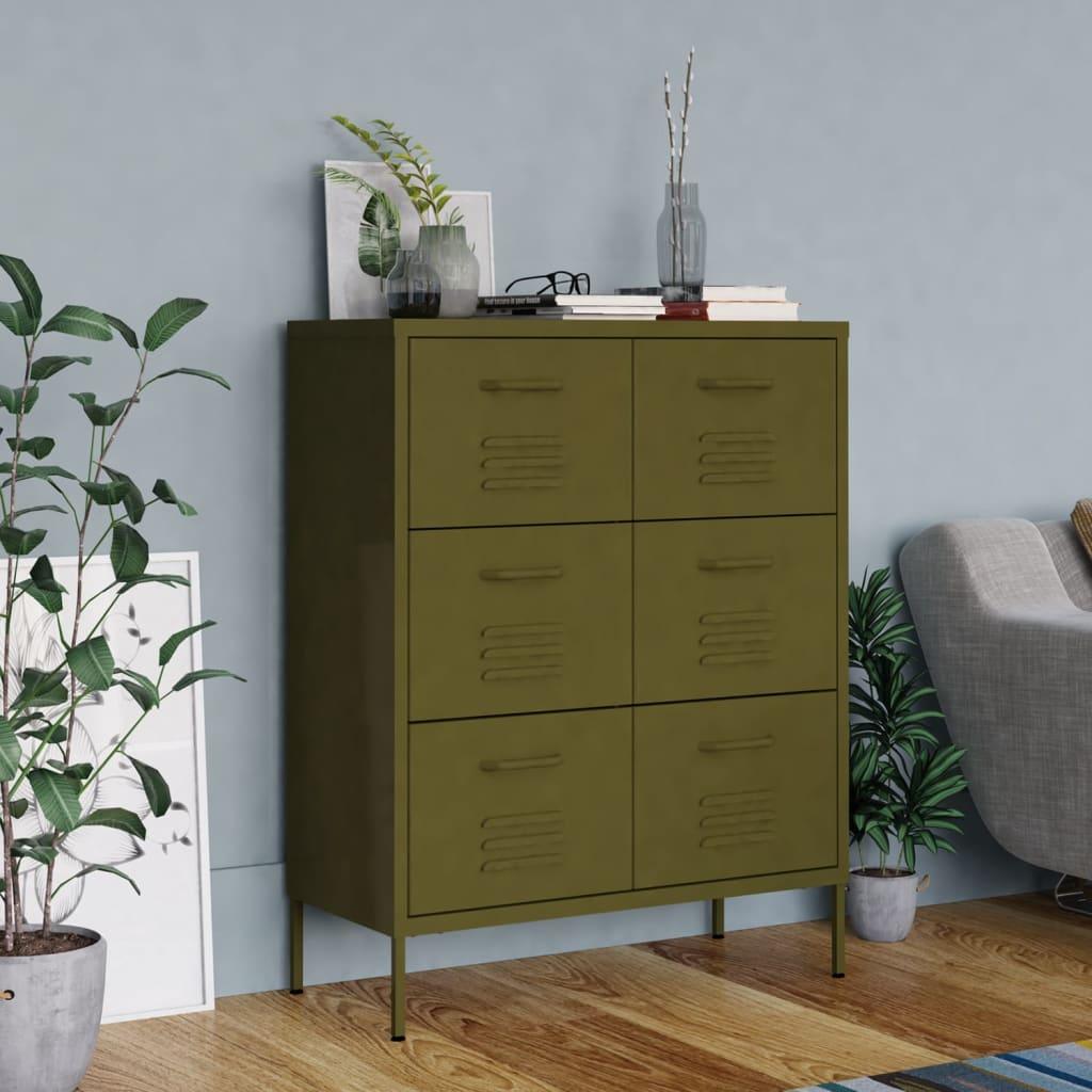 Drawer Cabinet Olive Green 31.5"x13.8"x40" Steel at Set Shop and Smile