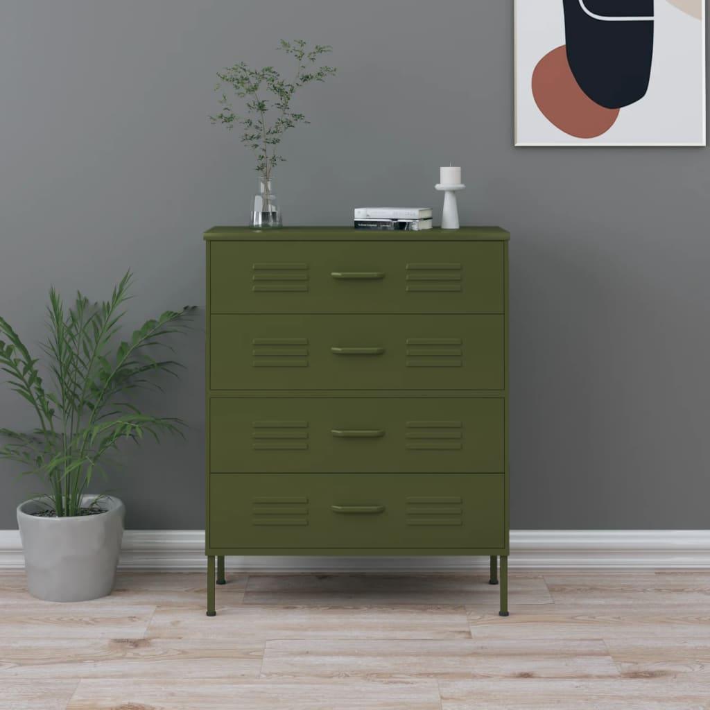 Chest of Drawers Olive Green 31.5"x13.8"x40" Steel at Set Shop and Smile