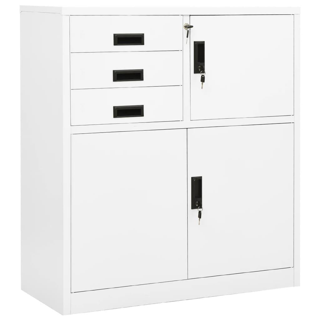Office Cabinet White 35.4"x15.7"x40.2" Steel at Set Shop and Smile