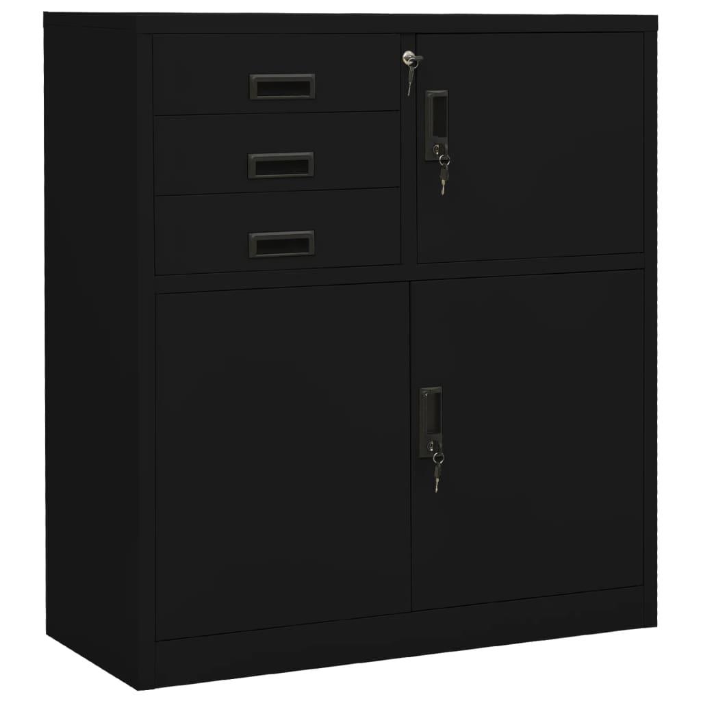 Office Cabinet Black 35.4"x15.7"x40.2" Steel at Set Shop and Smile