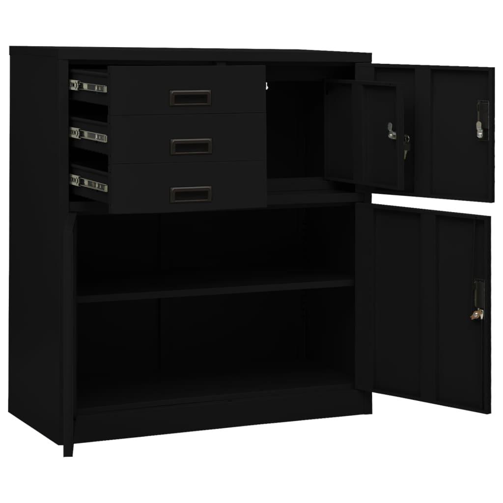 Office Cabinet Black 35.4"x15.7"x40.2" Steel at Set Shop and Smile