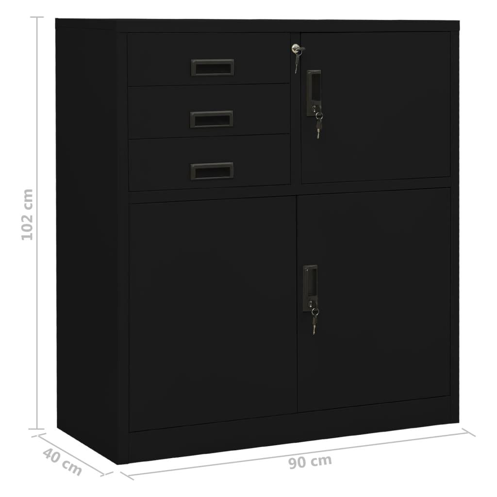 Office Cabinet Black 35.4"x15.7"x40.2" Steel at Set Shop and Smile