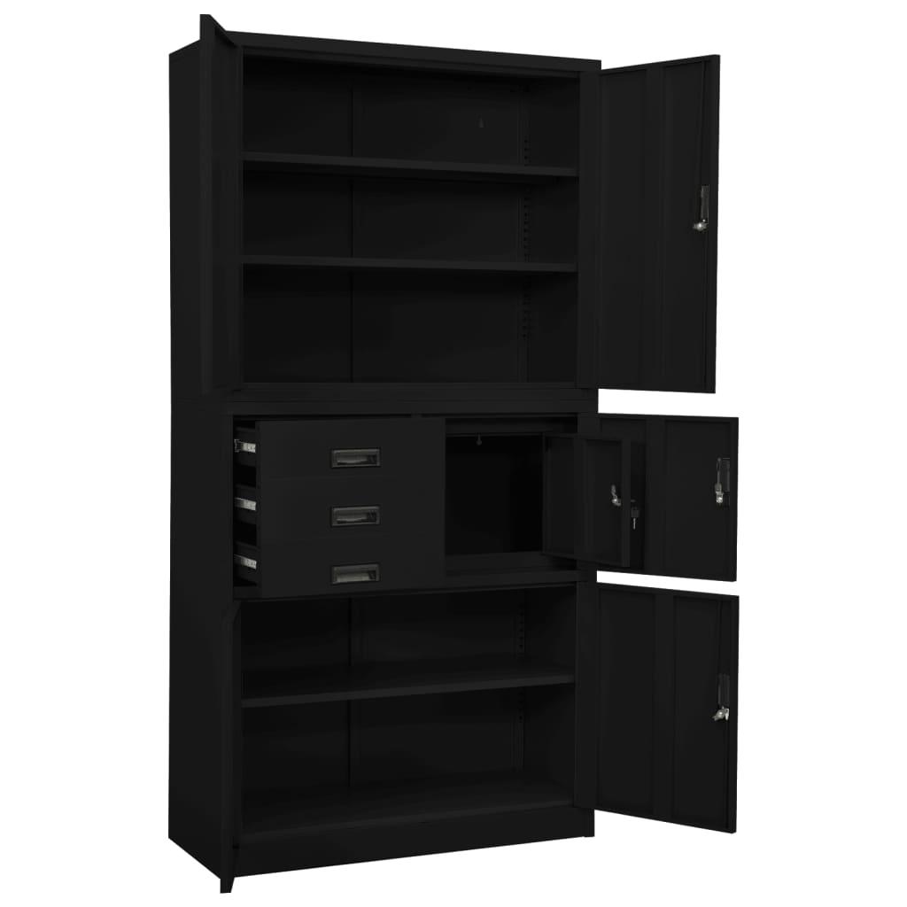 Office Cabinet Black 35.4"x15.7"x70.9" Steel at Set Shop and Smile