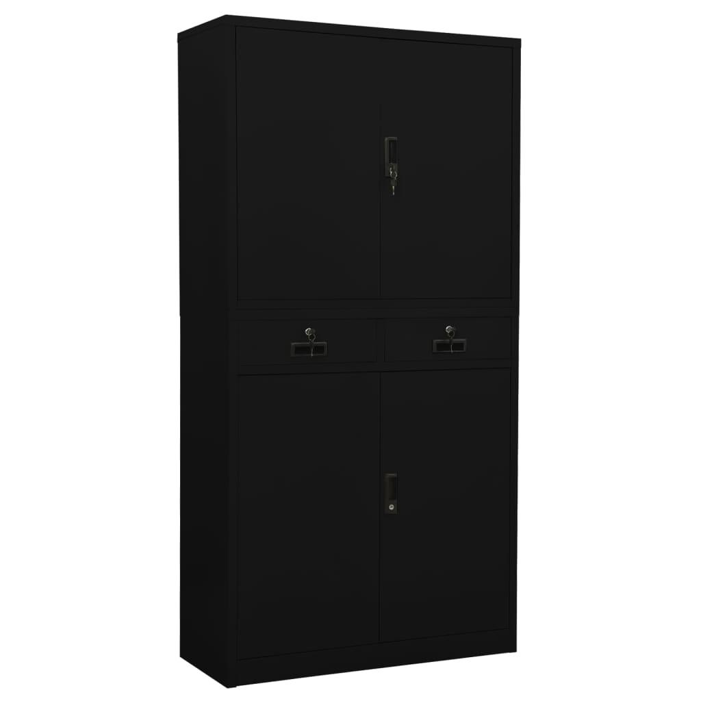 Office Cabinet Black 35.4"x15.7"x70.9" Steel at Set Shop and Smile