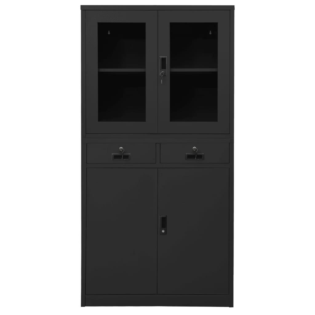 Office Cabinet Anthracite 35.4"x15.7"x70.9" Steel and Tempered Glass at Set Shop and Smile