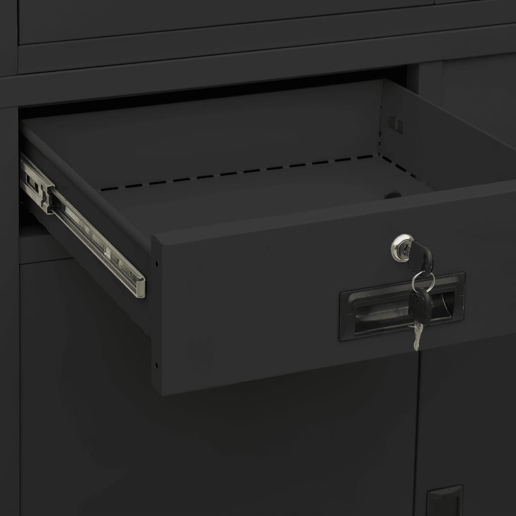 Office Cabinet Anthracite 35.4"x15.7"x70.9" Steel and Tempered Glass at Set Shop and Smile