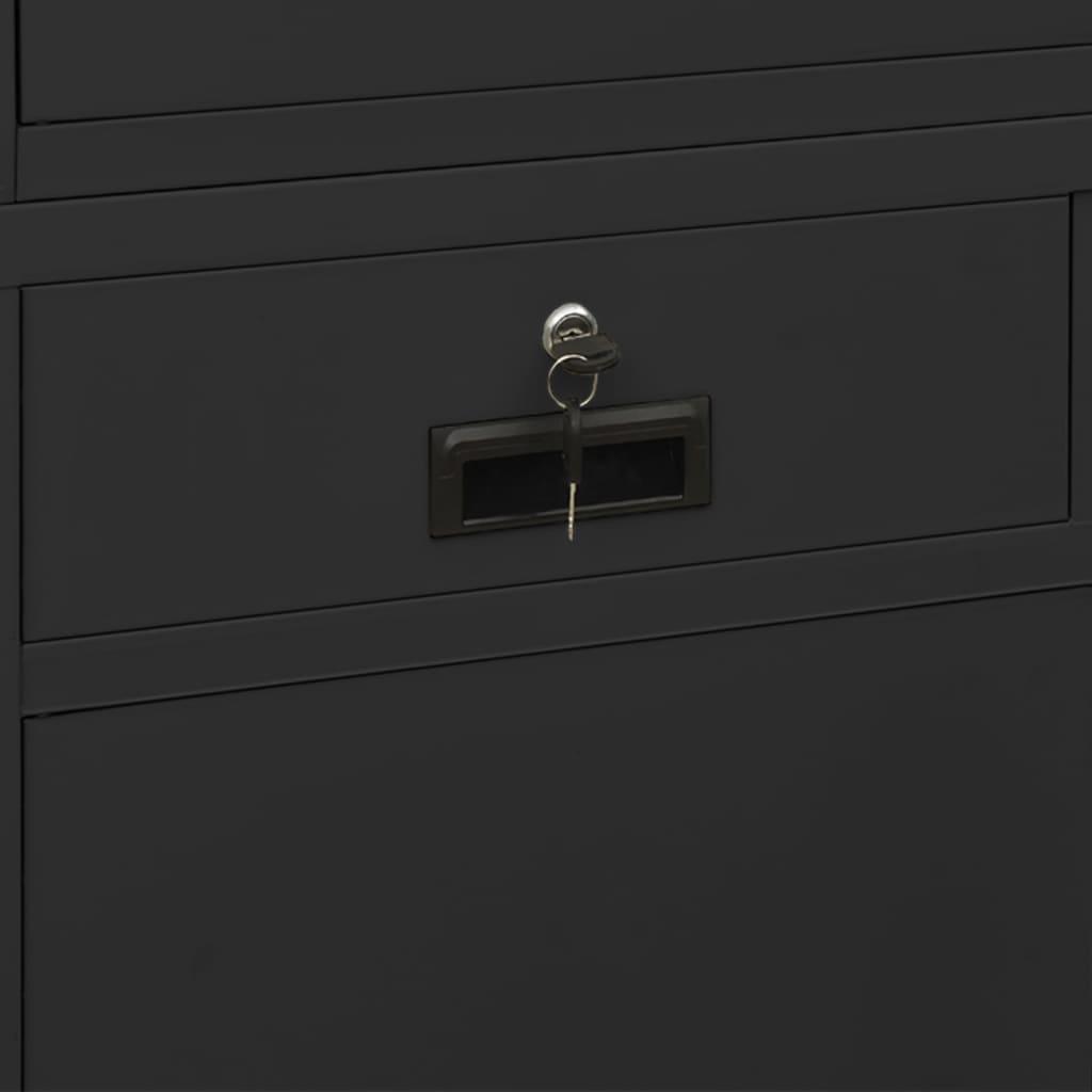 Office Cabinet Anthracite 35.4"x15.7"x70.9" Steel and Tempered Glass at Set Shop and Smile