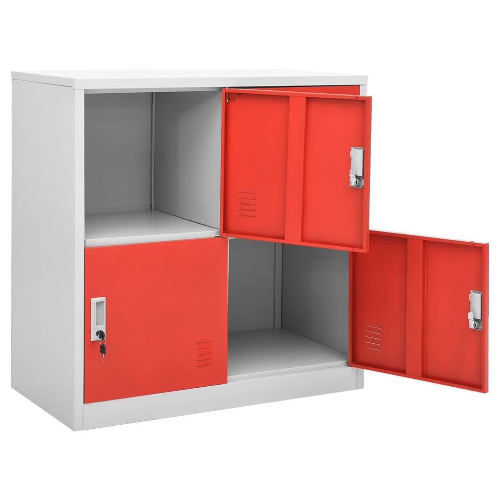 Locker Cabinet Light Gray and Red 35.4"x17.7"x36.4" Steel at Set Shop and Smile