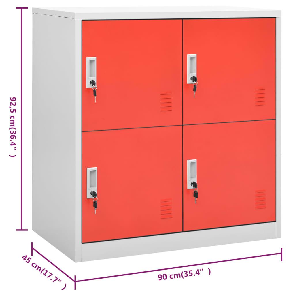 Locker Cabinet Light Gray and Red 35.4"x17.7"x36.4" Steel at Set Shop and Smile