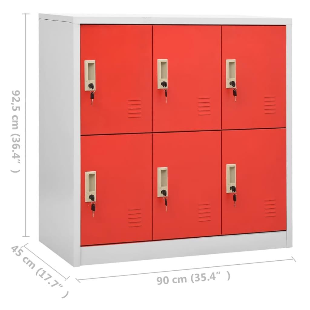 Locker Cabinet Light Gray and Red 35.4"x17.7"x36.4" Steel at Set Shop and Smile