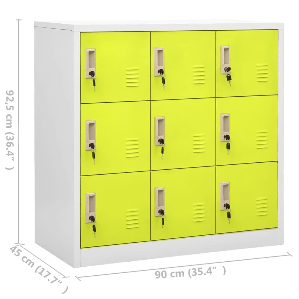 Locker Cabinet Light Gray and Green 35.4"x17.7"x36.4" Steel at Set Shop and Smile