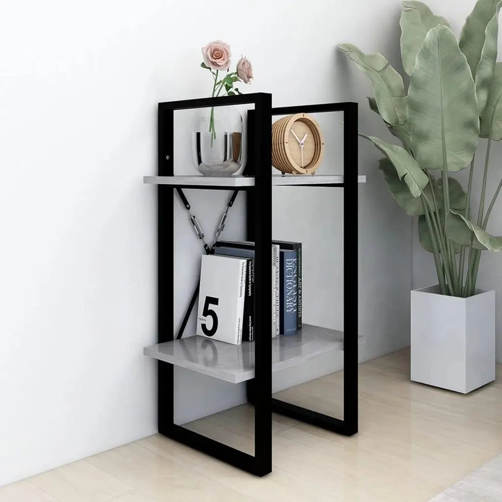 2-Tier Book Cabinet Concrete Gray 15.7"x11.8"x27.6" Engineered Wood at Set Shop and Smile